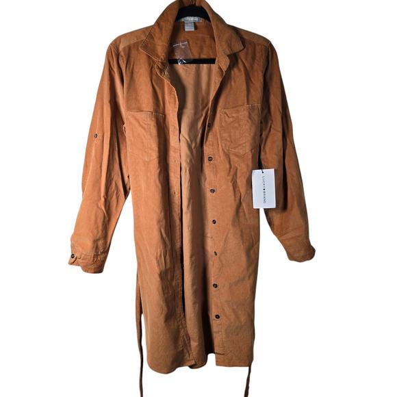Lucky Brand Shirt Dress Brown Corduroy Button Down NEW Pockets Belt Fall - Picture 4 of 11